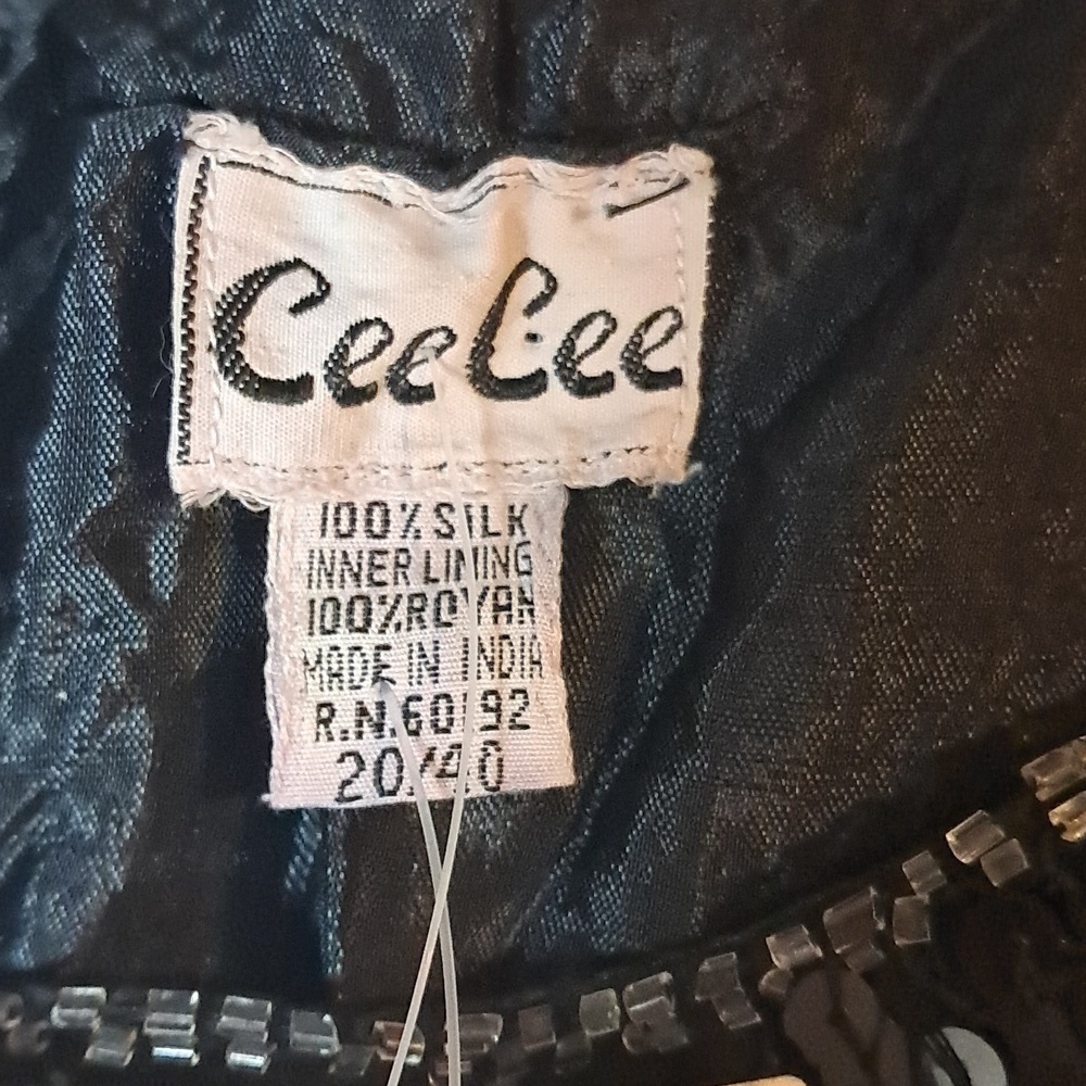 Vintage Cee Cee Sequin Embellished Short Sleeve Silk Top Size 20 Holiday Party - Picture 7 of 8